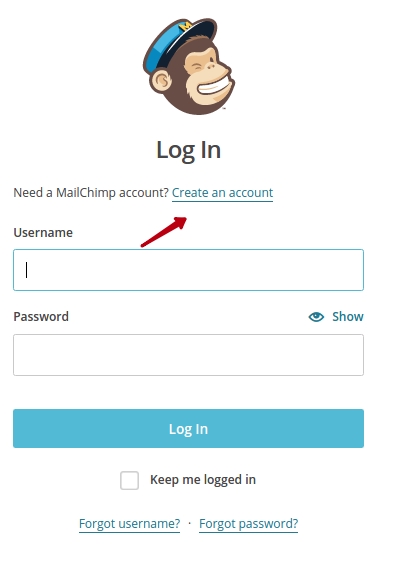 регистрация в MailChimp
