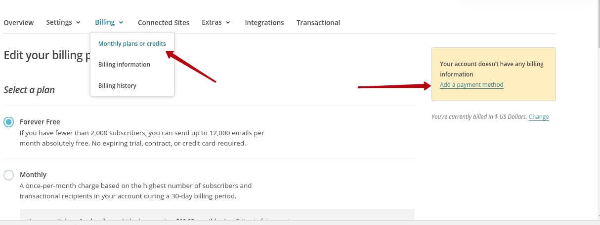 оплата mailchimp