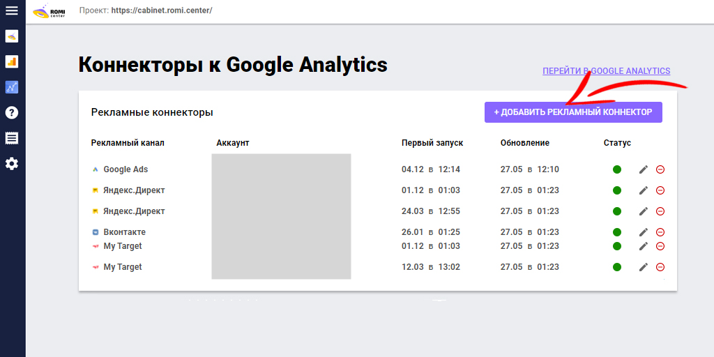 сквозная аналитика в Google Analytics коннектор